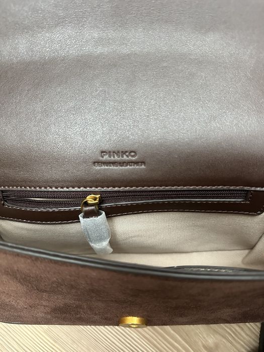 Оригинална велурена чанта Pinko в кафяво 104340 A2CC