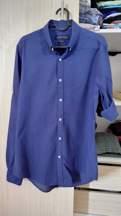 мъжка риза, маркова, полупрозрачна, тъмносин памук, 10лв