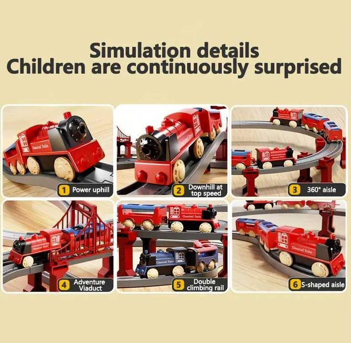 Set Trenulet Electric Deluxe: 287 Piese, Traseu Interactiv, Poduri