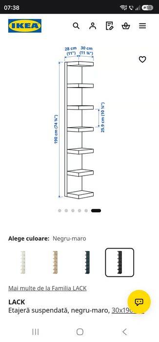 IKEA etajera suspendata raft perete 190cm