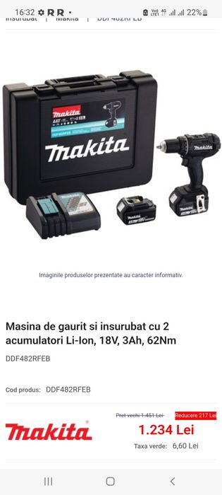 Autofiletanta Makita DDF482RFEB