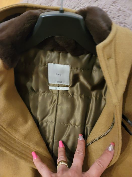 Palton lana cu piele