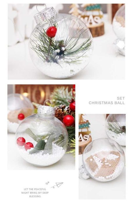 Комплект прозрачни коледни топки за украса, 16 броя в комплект