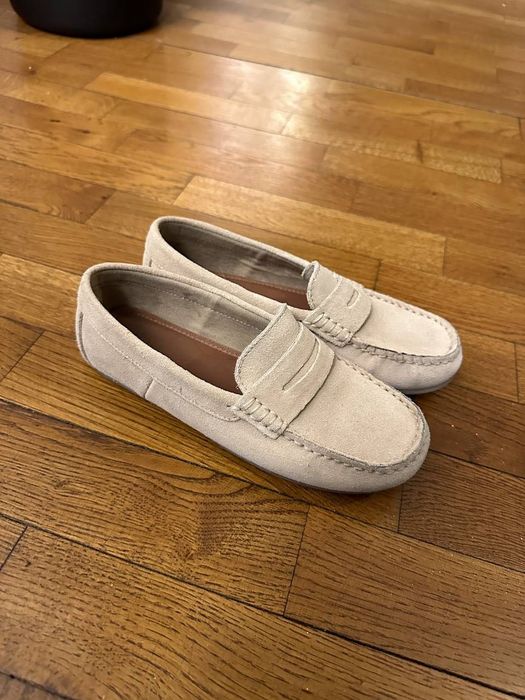 Mocasini copii Zara din piele intoarsa bej - mărime 33