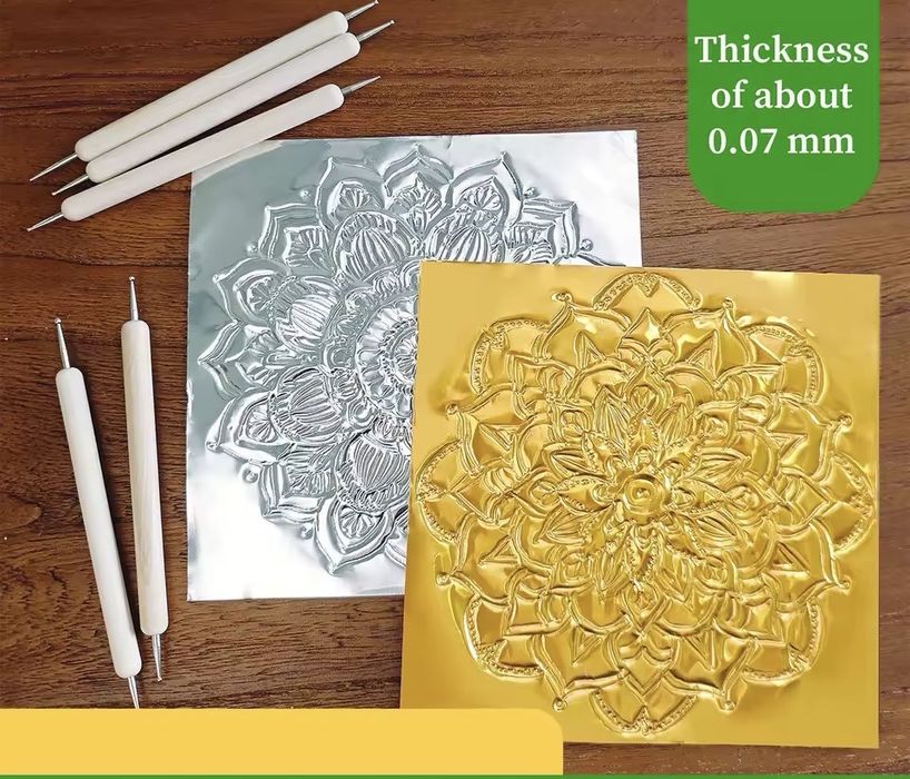 Folie embosare /FOLIE DE ALUMINIU, 0,07 MM, 12 BUCĂȚI - ARGINT