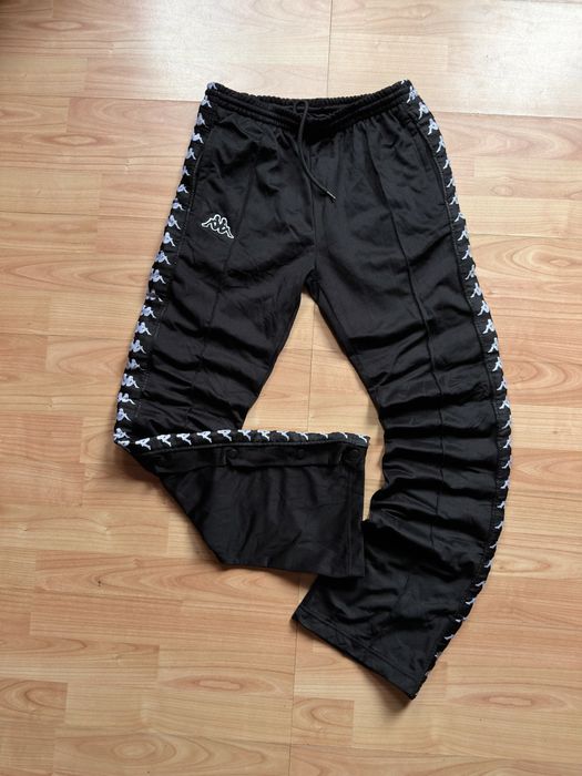 Pantaloni popper pants joggers trousers tearaway retro Kappa omini logo wide leg logo tape size XS