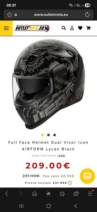 Casca moto atv ICON Airform LYCAN neagra