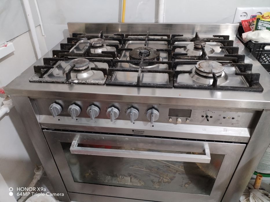 Газ плита, цвет стальной