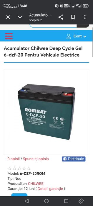 Baterie 12v 20ah Rombat