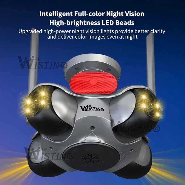 Външна 16MP 360 градуса Wifi камера Четири PTZ човешка проследяване