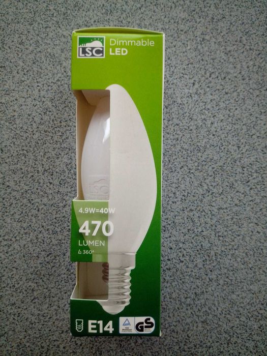 Bec led LSC tip lumanare, E14, dimabil, 470lum, 2900K