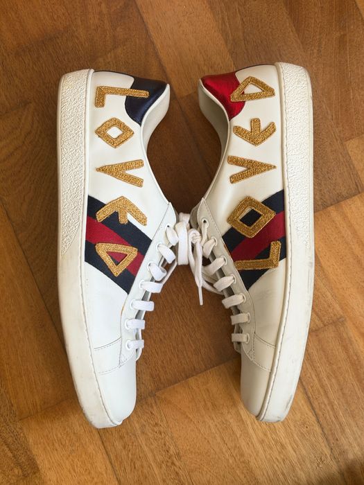 Gucci Ace Embroidered "Loved" Sneakers