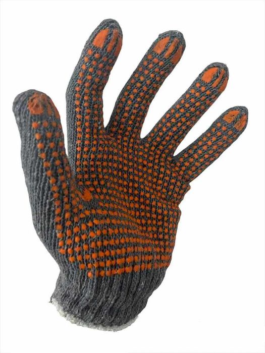 Перчатки пятипалые, рабочие, вязанные, с ПВХ нанесением и без ПВХ.