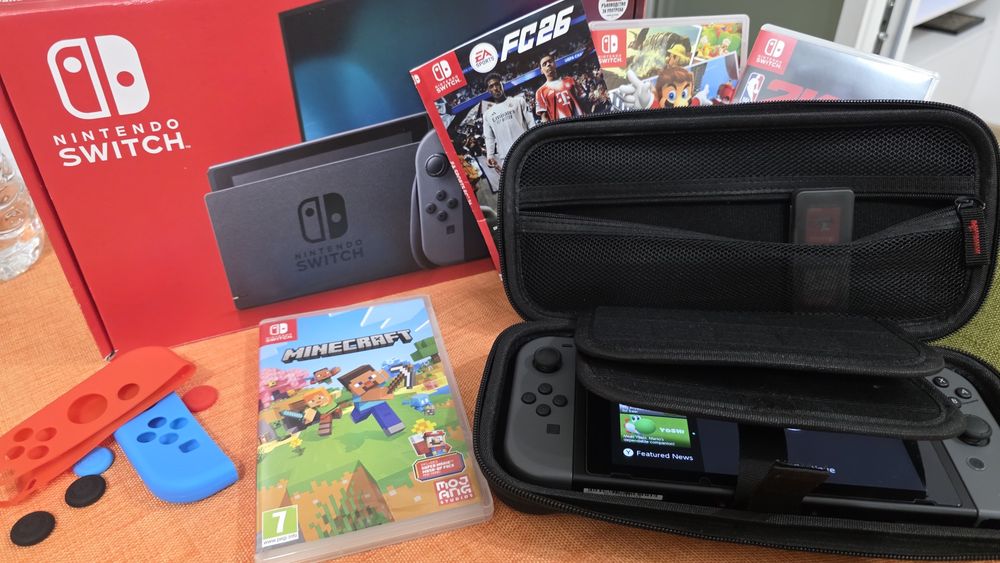 Nintendo Switch v2 Gray 512gb card FC26 Mario NBA2k26 Minecraft