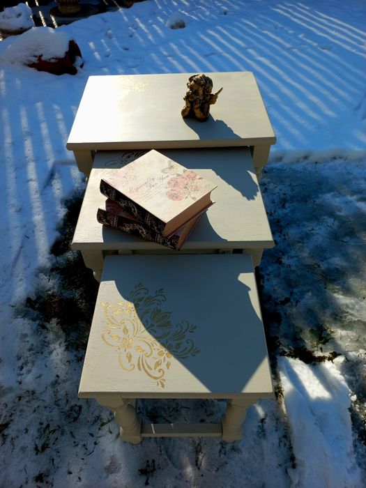 Set 3 măsuțe stejar