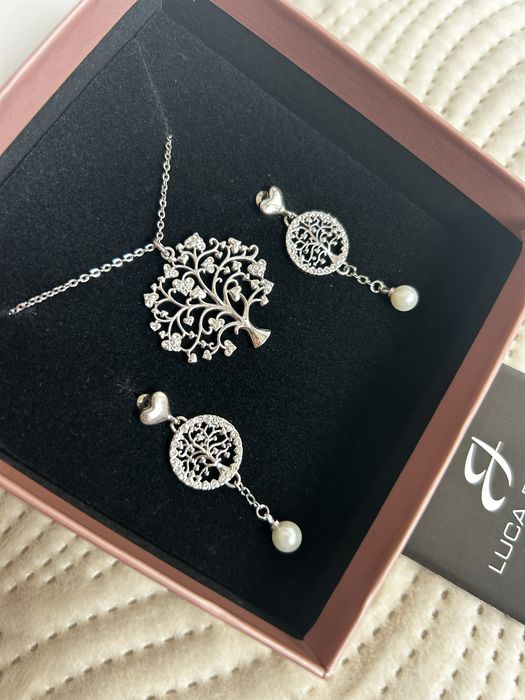 Сребърен гердан и обици - дървото на живота