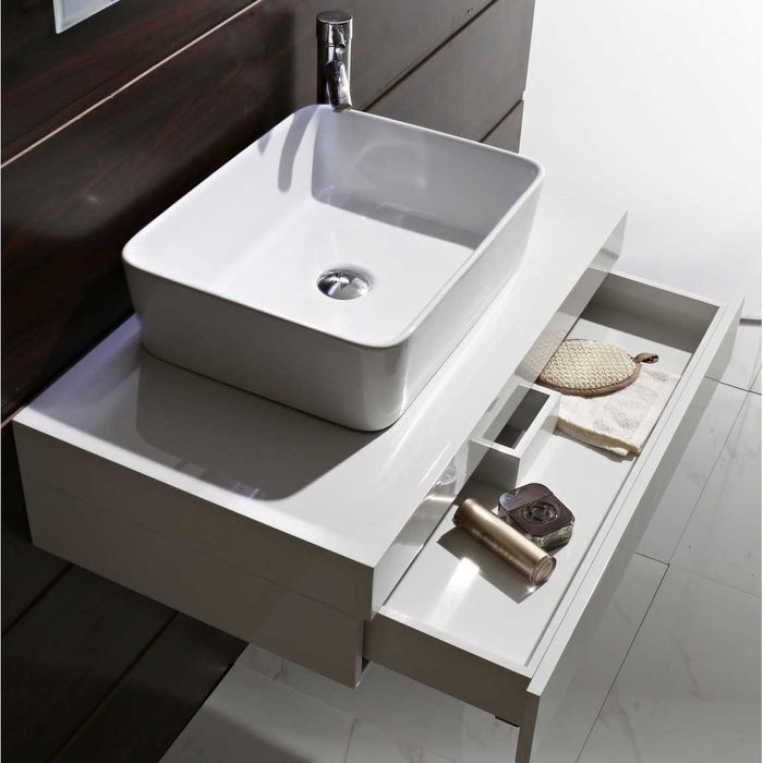 НОВ Плот / шкаф за баня с чекмедже АНЕЛИЯ ICP 8020W бял PVC НОВ