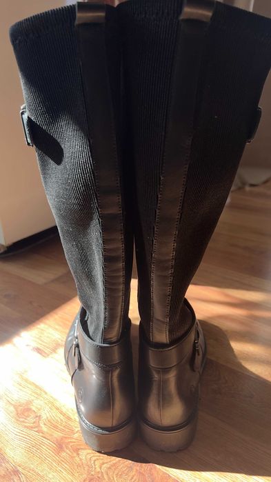 черни кожени ботуши Remonte, еластична горна част