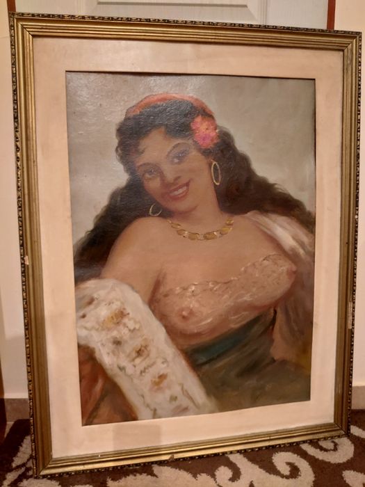 Tablou Țiganca cu basma roșie.