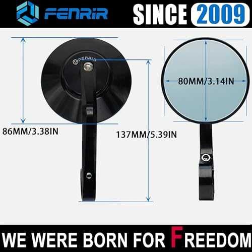 Oglinzi moto FENRIR bar end, negre, aluminiu CNC