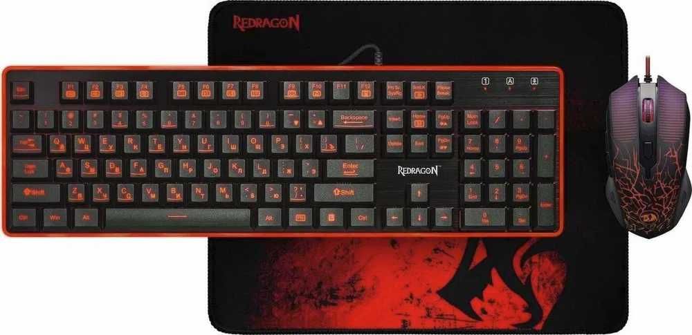 Набор Redragon S107 3-в-1: мышь, клавиатура и коврик RUS/ENG