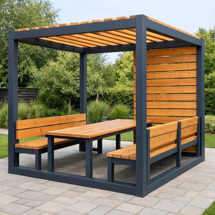 Foisor gradina metal si lemn