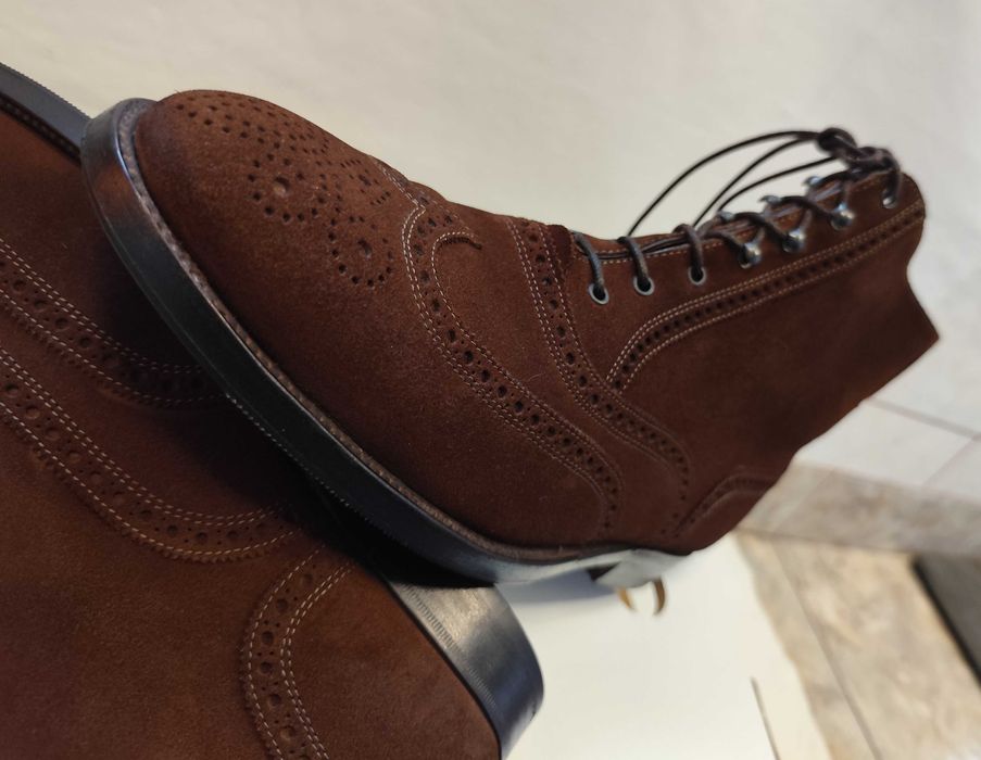 Ghete lace up 42.5 43 de lux Fratelli Rosetti lucrate manual piele nat