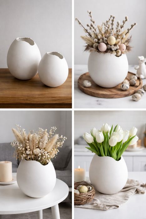 Декоративное пасхальное яйцо из гипса / кашпо / декор