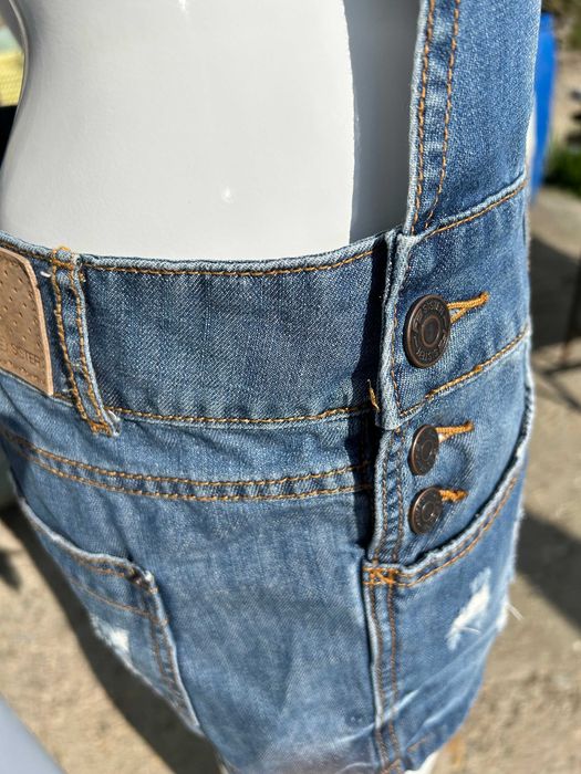 salopetă blugi cu pantaloni scurți culoare albastru, M, FB Sister