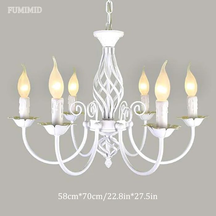 Полилей тип свещник 6 глави бял/бронзов винтидж