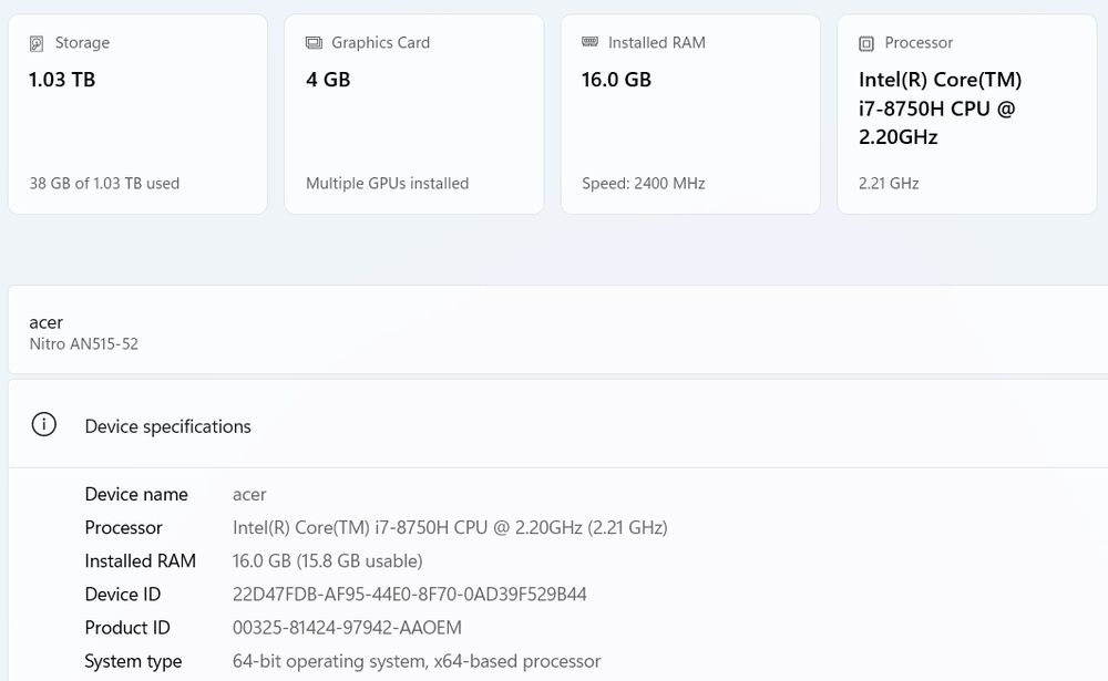 Gaming laptop Acer Nitro 5