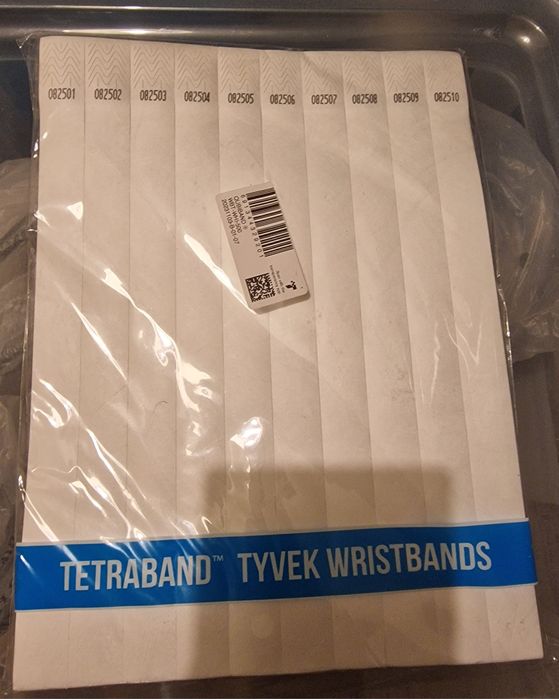 Lot brățări de acces Tyvek 9540 buc. (alb, negru, argintiu)