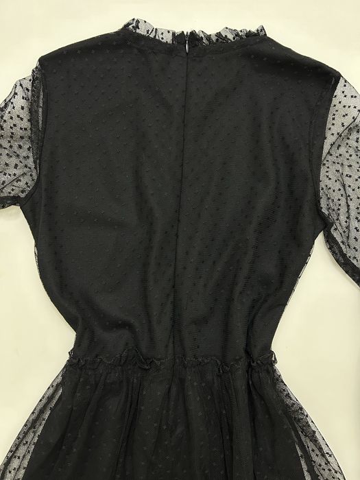 Черное турецкое платье в горошек, размер S