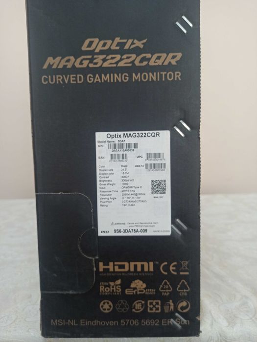 Monitor Sotiladi msi 31.5 CURVED GAMING Optix Yoki obmen Notebookga