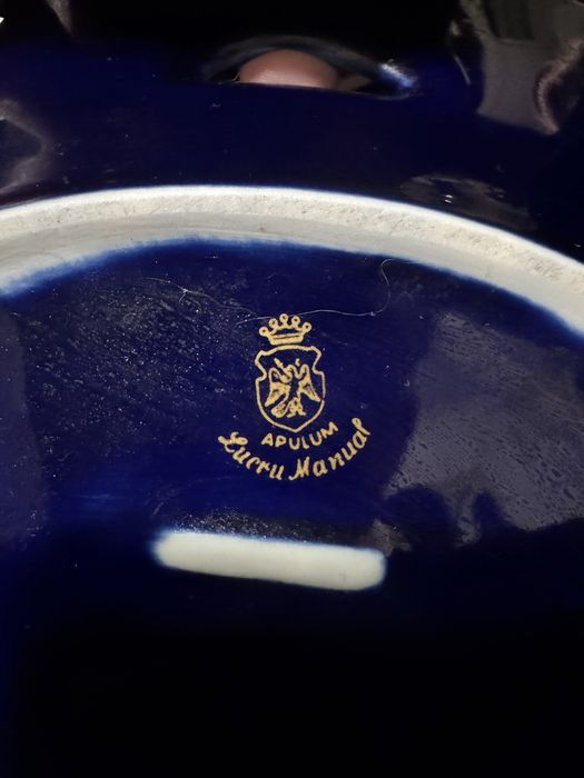 Vand set 7 bucati portelan-cobalt cu accente aurii