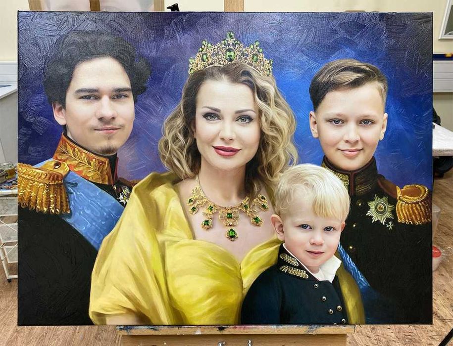 Cadoul perfect,portret pictat original dupa foto