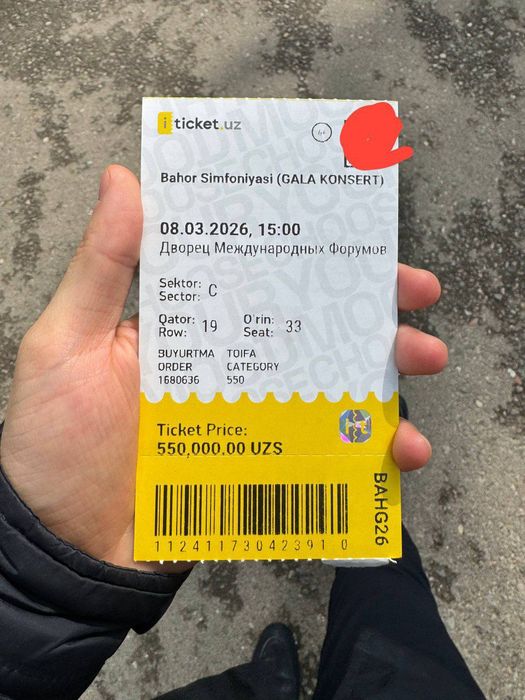 Bahor simfonyasi gala konsertga 1 ta biletet