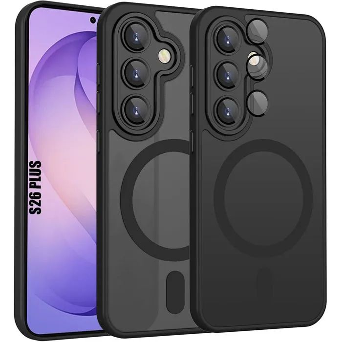 Матов magsafe кейс за samsung galaxy s26+ plus - черен - със защита на