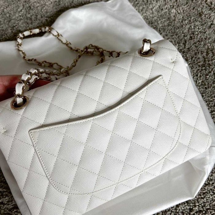 Geantă Chanel din Piele Albă, Poseta Chanel din Piele Granulată