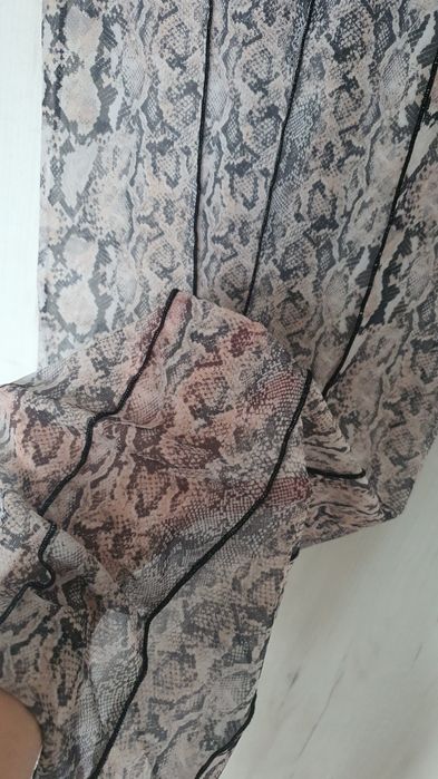 Stradivarius M rochie maxi mesh animal print snake bodycon Y2K beach semitransparenta plaja vacanta