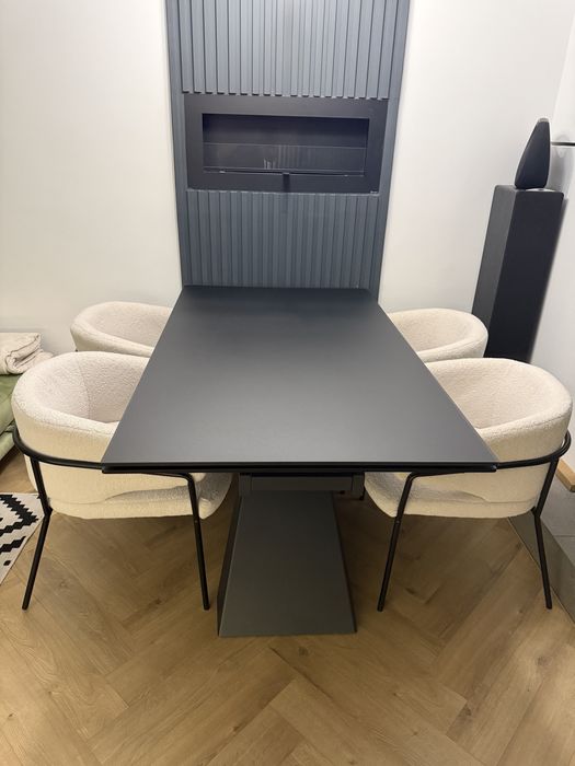 Set 4 Scaune/Fotolii metal alb boucle