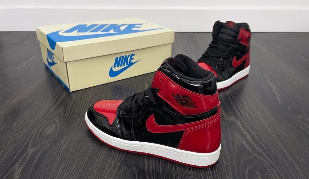 Adidasi Jordan 1 High Patent Bred