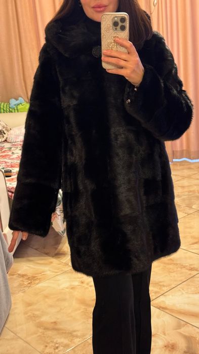 #144 Палто от норка.Визон. Естествена кожа с косъм.