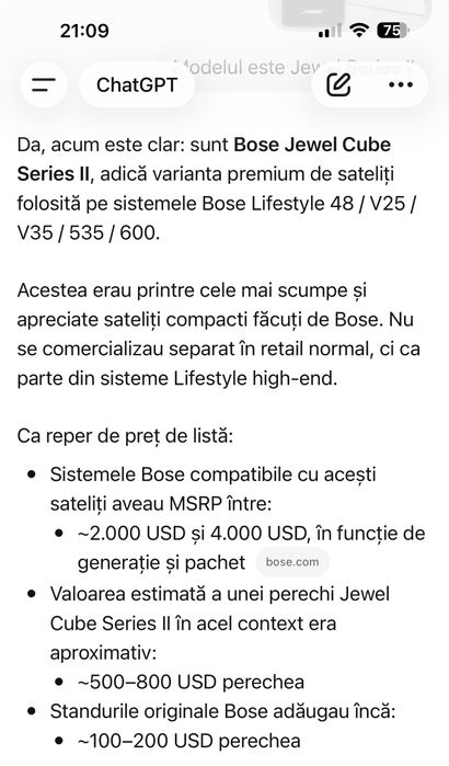 BOSE Jewel Cube Series II Boxe/Sateliți Premium Putere 2x200W cu Standuri sau Suporți de perete si cabluri Originale Preț de MAGAZIN 800 Dolari