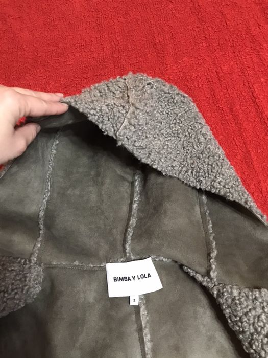 Cojocel gri marime s piele intoarsa cojoc cu gluga