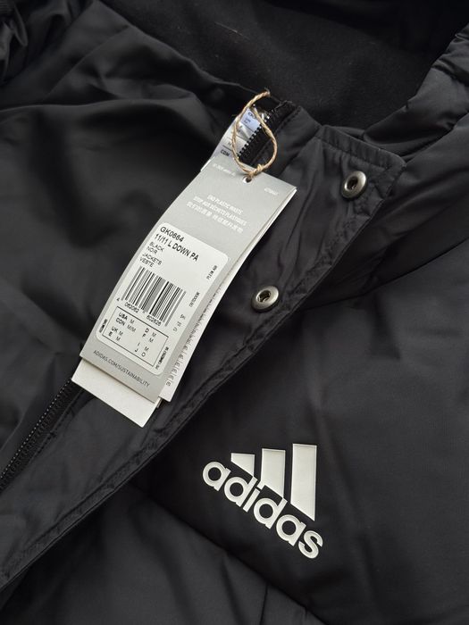 Adidas Jachetă lungă glugă din puf pentru îmbrăcăminte neagră GK0664