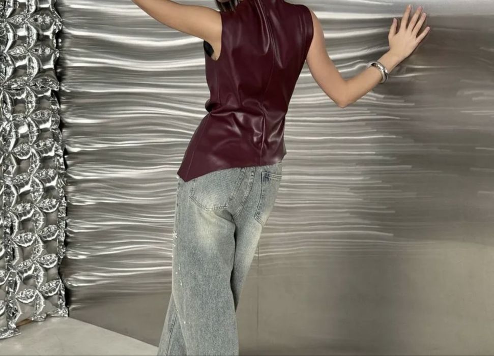 Топ вечерний кожаный