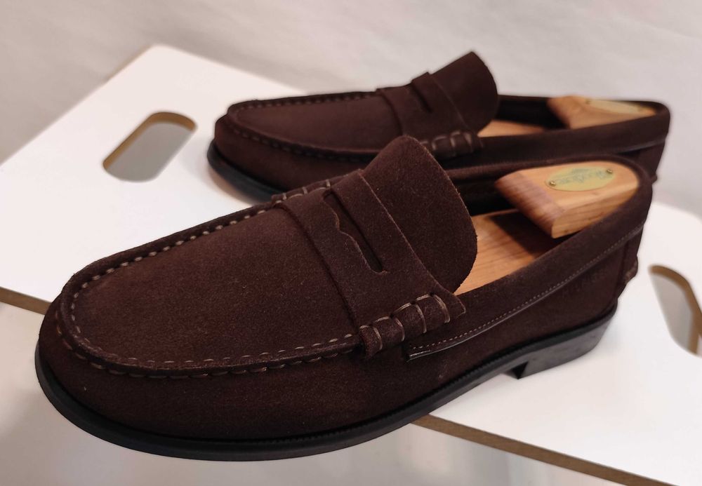 Pantofi loafer penny 41 premiun Tommy Hilfiger piele naturala suede moale maro