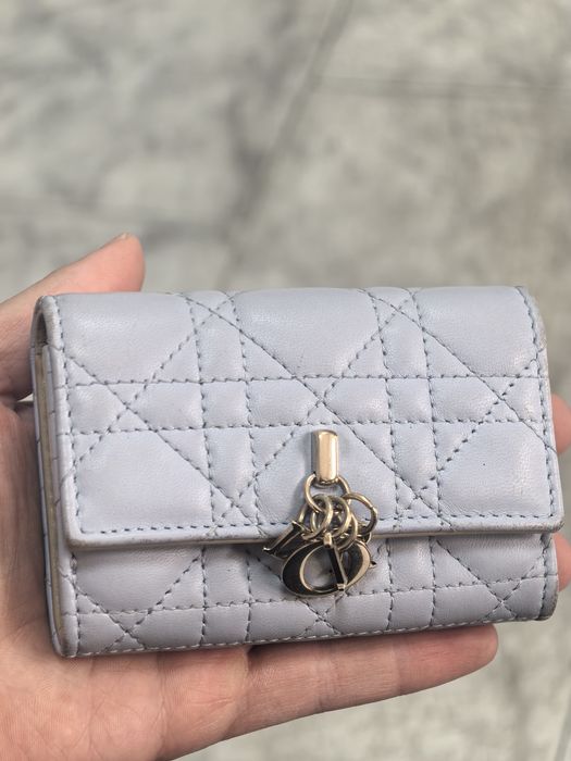 Дамско портмоне Dior Glycine Compact Wallet Blue Cannage Lambskin