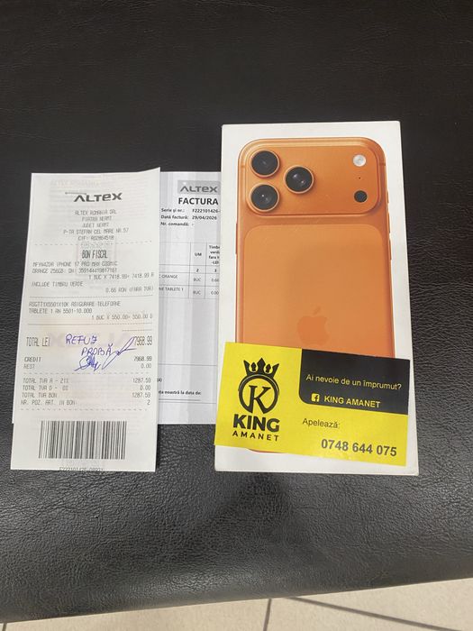 Vand iphone 17 pro max orange,256 sigilat cu factura si garantie altex de 2 ani
